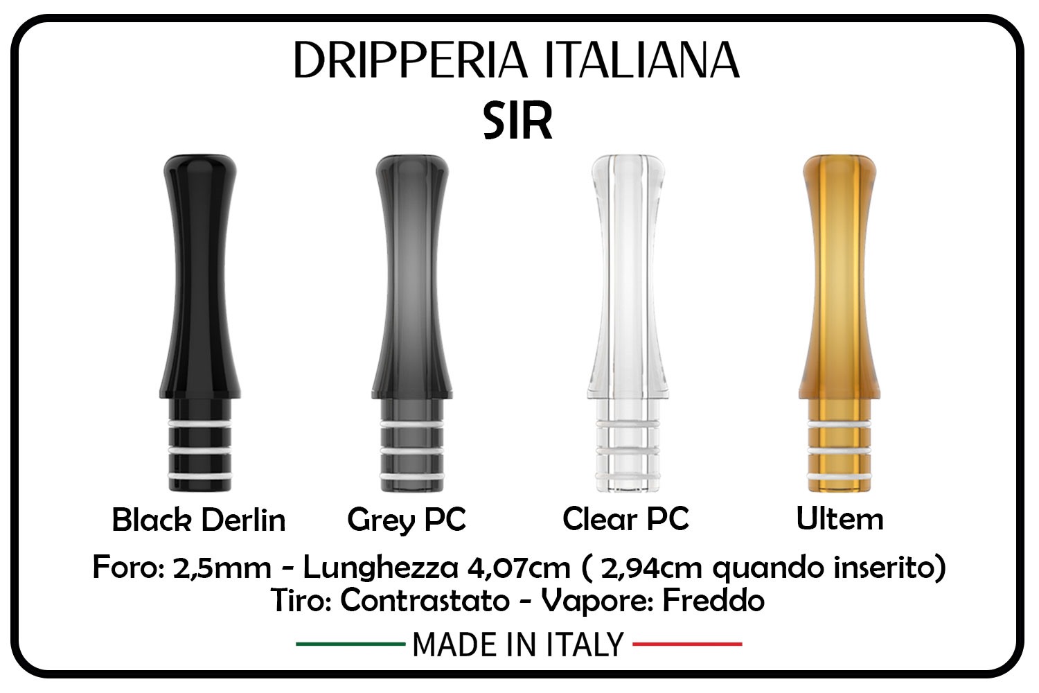 DRIPPERIA ITALIANA - DRIP TIP SIR KIWI & M1 POD EDITION - ULTEM